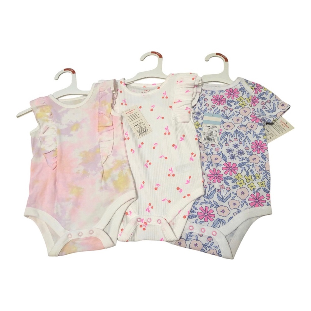 NWT Cat & Jack Baby Girl Onesies Set of 3 Bundle 6-9M